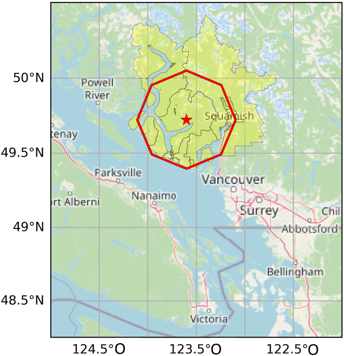 Carte de l'&eacute;picentre du tremblement de terre et de la zone d'alerte pour l'ASP du 21 f&eacute;vrier 2025